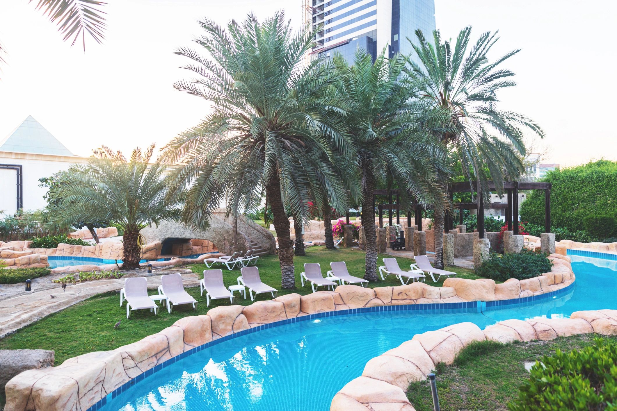 Luxury resort poolside setting